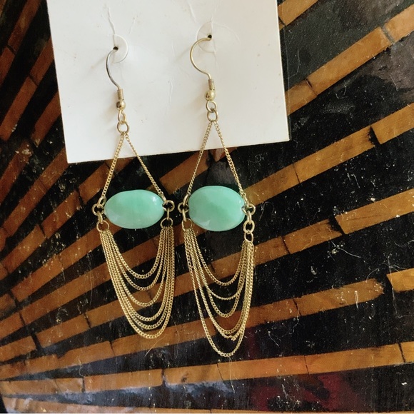 Julie Vos 24K Gold Chain Amazonite Long Dangling Earrings 2017 Collection - Picture 5 of 16